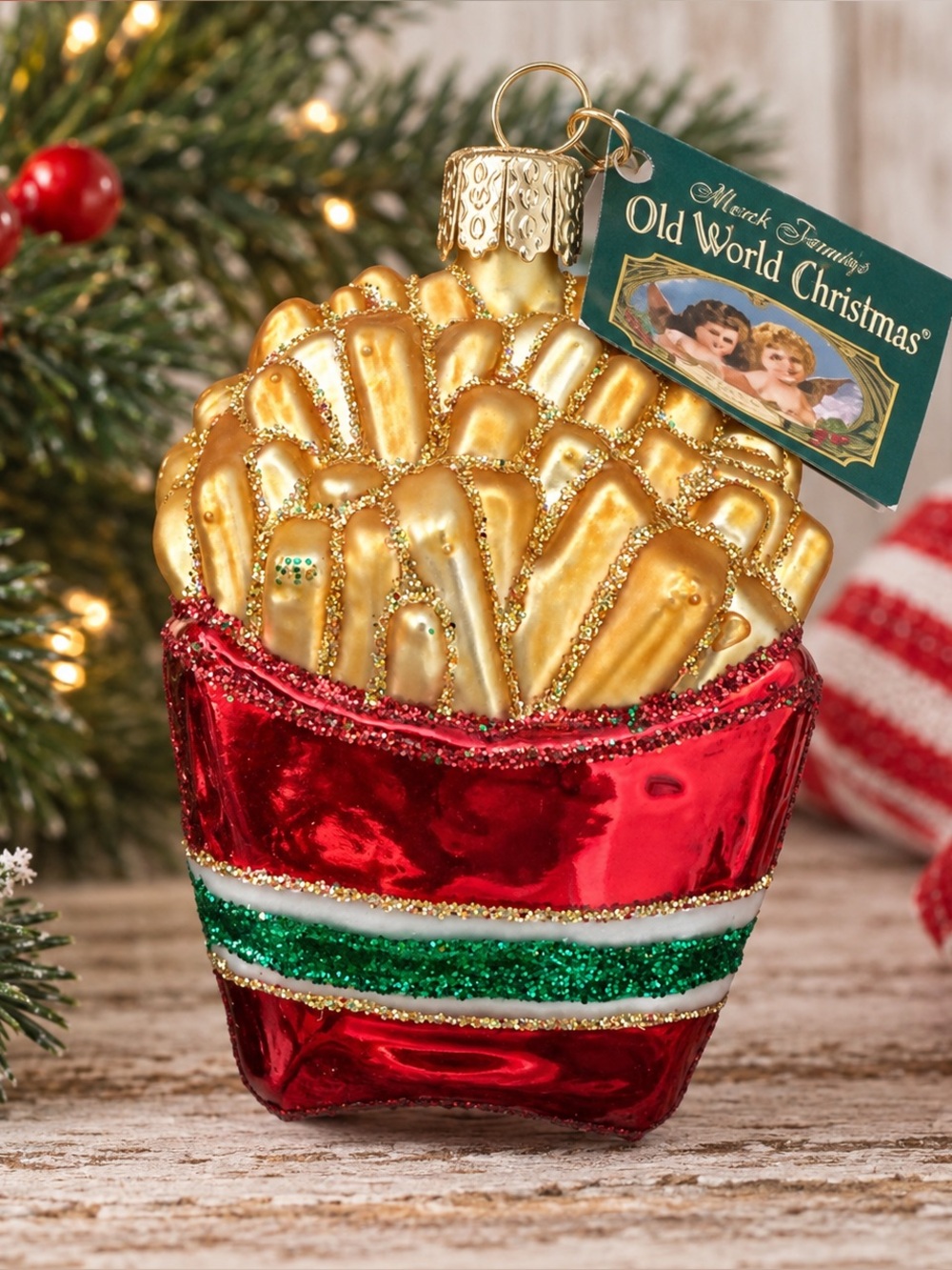 Old World Christmas French Fries Glass Christmas Ornament – Original Tag